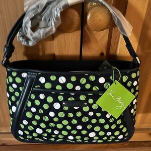 NWT Vera Bradley Lucky Dots Crossbody Purse Blue Green & White Polka Dots